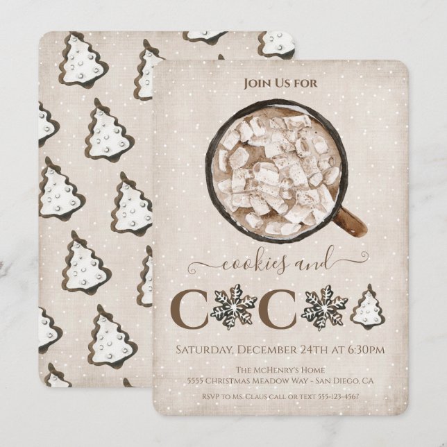 Invitation Noël Cookies et Fête du cacao (Devant / Derrière)