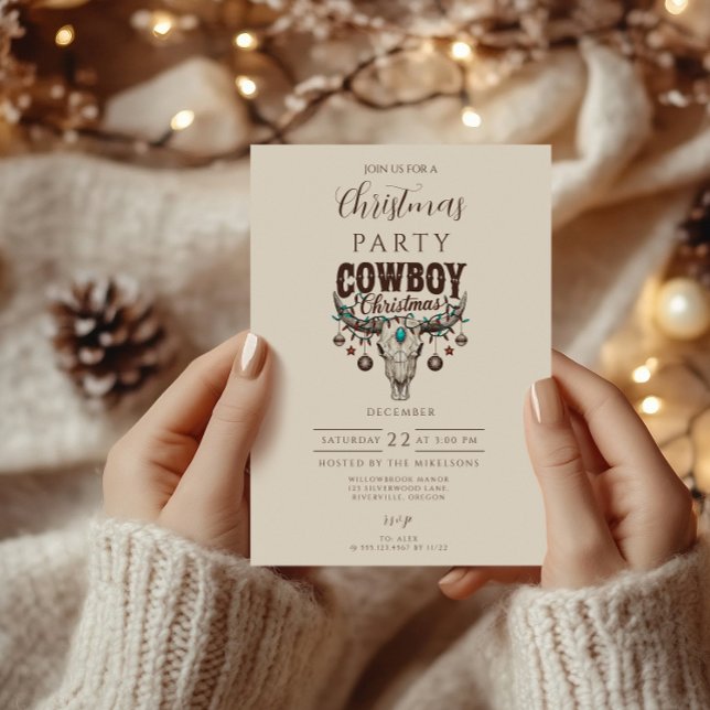 Invitation Noël Cowboy Rustique (Créateur téléchargé)