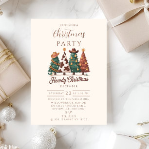Invitation Noël Cowgirl Occidental Imprimé Vache Carreaux