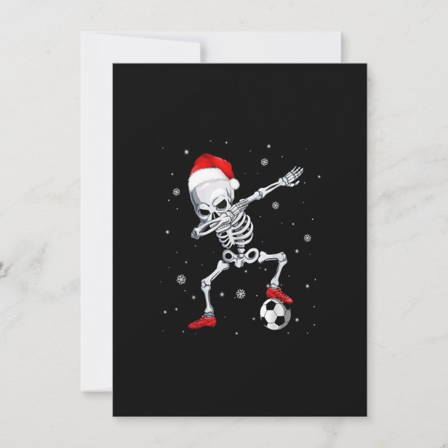 Invitation Noël Dabbing Skeleton Soccer Santa Hat Cadeaux (Devant)