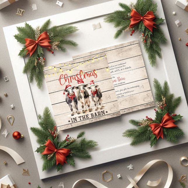 Invitation Noël dans les vaches à la grange portant des chape (Créateur téléchargé)