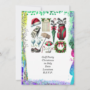 Invitation Noël de golf en juillet pour golfeur avec balle de