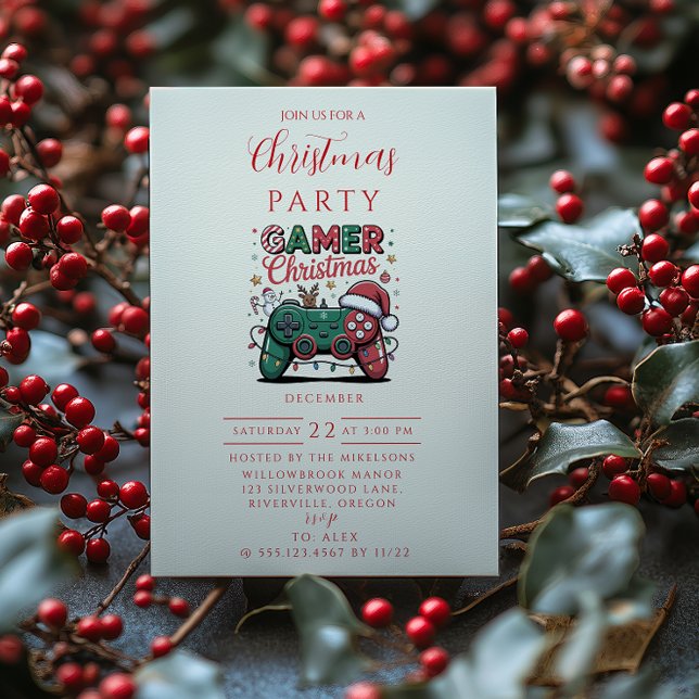 Invitation Noël de joueur drôle (Créateur téléchargé)