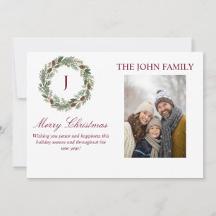 Invitation Noël de la couronne de pin rustique