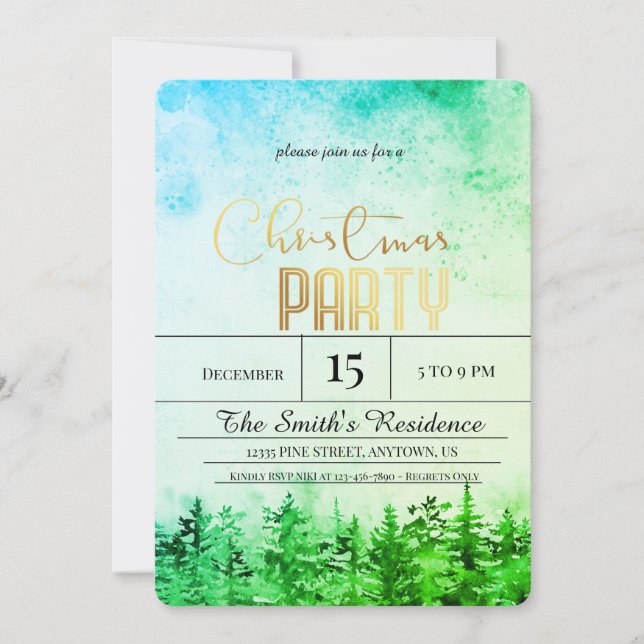 Invitation Noël de la forêt de pins des neiges (Devant)