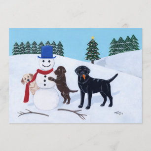 Invitation Noël de Labrador avec le bonhomme de neige