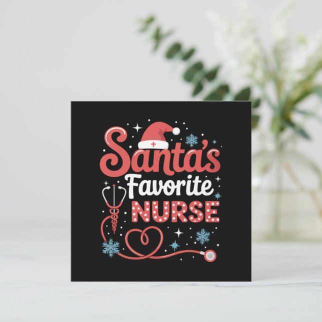 Invitation Noël de l'infirmière préférée de Santa  (Debout devant)