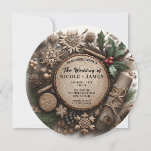 Invitation Noël de mariage de campagne d'hiver rustique 