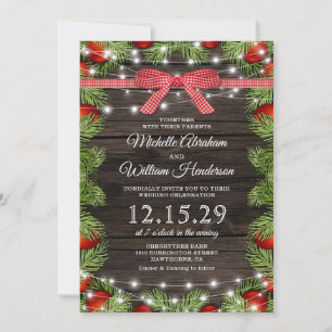 Invitation Noël de mariage rustique à la campagne