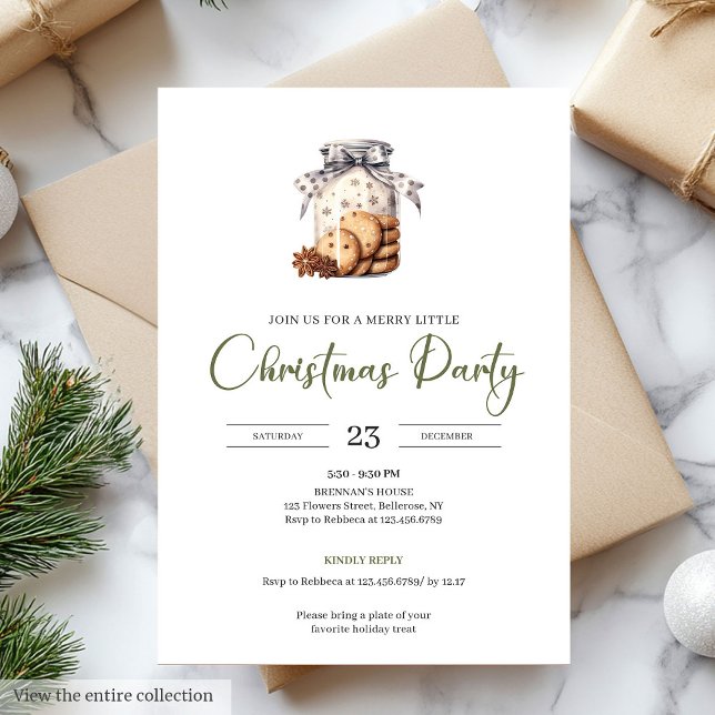 Invitation Noël de style scandinave au vert mousse élégant (Elegant Moss Green Scandinavian Style Christmas Party)