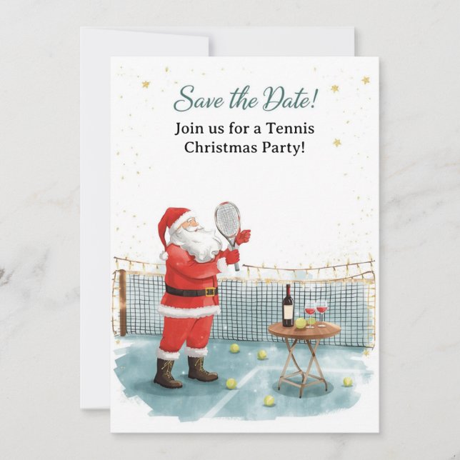 Invitation Noël de tennis avec le Père Noël (Devant)