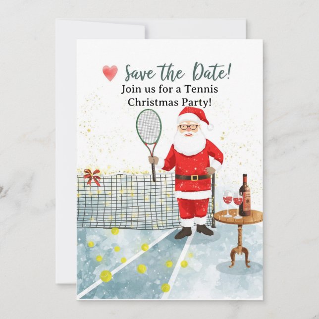 Invitation Noël de tennis avec le Père Noël (Devant)