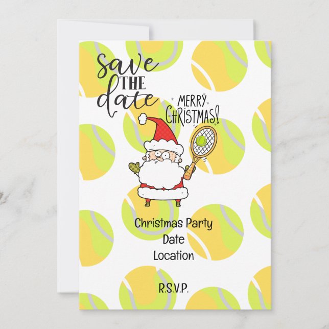 Invitation Noël de tennis avec le Père Noël (Devant)
