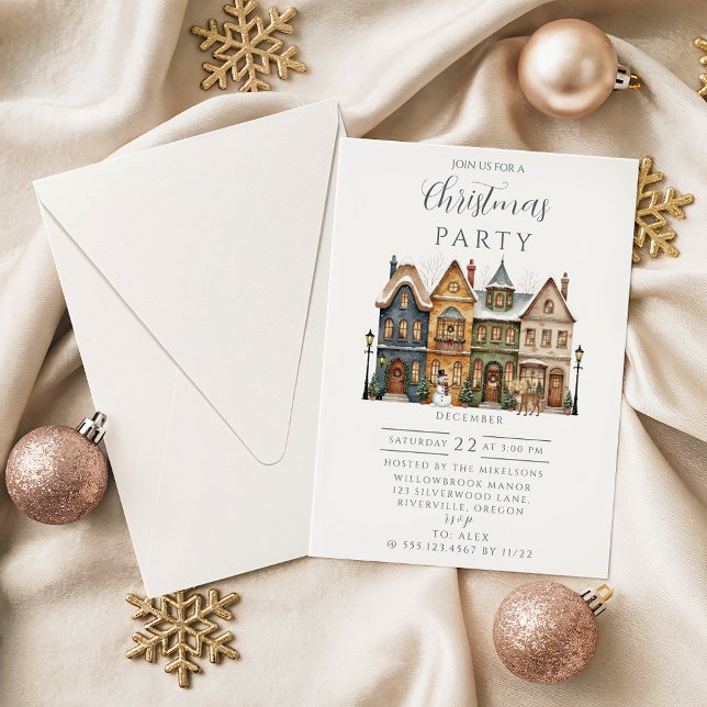 Invitation Noël de ville de vacances classique (Créateur téléchargé)