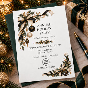 Invitation Noël d'entreprise élégant en or