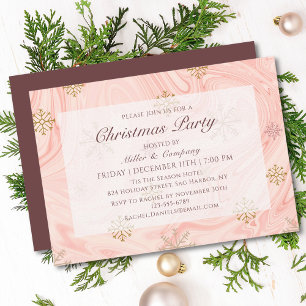 Invitation Noël d'entreprise Rose Moderne en Marbre