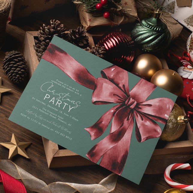 Invitation Noël d'entreprise Ruban Rouge Festif (Créateur téléchargé)