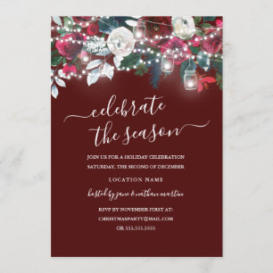 Invitation Noël des lumières florales de la Bourgogne rouge