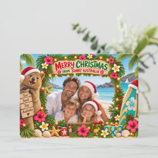 Invitation Noël d'été australien | Fête de plage de Quokka
