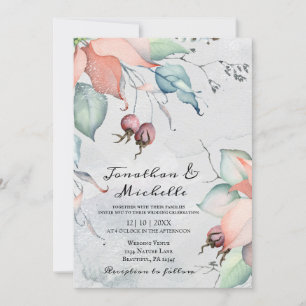 Invitation Noël d'hiver Floral Mariage chrétien