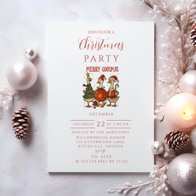 Invitation Noël d'oie vintage (Créateur téléchargé)