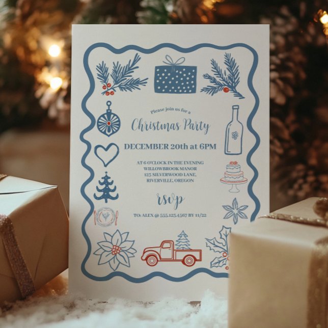 Invitation Noël Doodline Art Holiday (Créateur téléchargé)