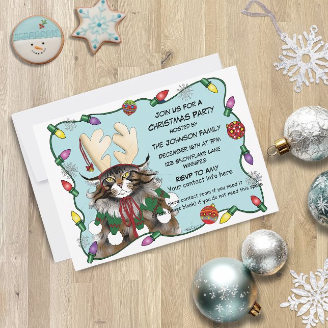 Invitation Noël drôle Chat Antler (Créateur téléchargé)
