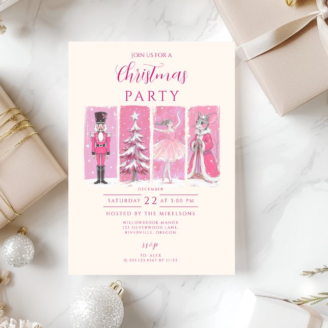Invitation Noël du ballet Casse-Noisette rose (Créateur téléchargé)