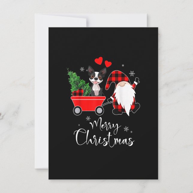 Invitation Noël du chien de Boston Terrier avec le pyjama de  (Devant)