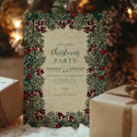 Invitation Noël du feuillage vintage<br><div class="desc">Un design botanique vintage élégant, avec feuillage vert luxuriant, sainte et baies aux accents rouges profonds, parfait pour un rassemblement de Noël festif. La motif complexe ajoute un charme ancien tout en célébrant la palette de vacances intemporelle rouge et vert. Un très beau choix pour ceux qui aiment le style...</div>