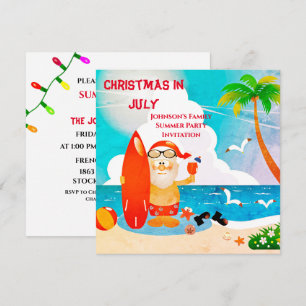 Invitation Noël du Père Noël en juillet Fête d'été