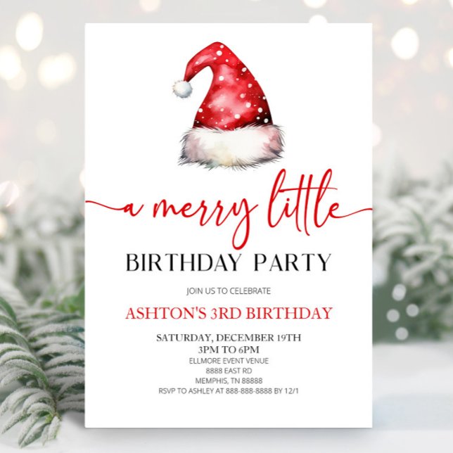 Invitation Noël du Père Noël Un joyeux petit anniversaire (Créateur téléchargé)