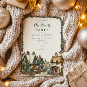 Invitation Noël du village d'hiver vintage