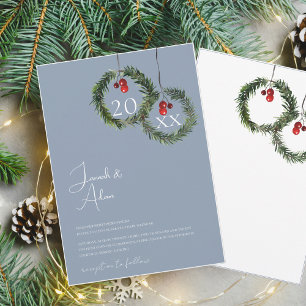 Invitation Noël Dusty Blue Winter Mariage