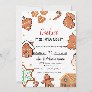 Invitation Noël Échange de biscuits fête de Noël