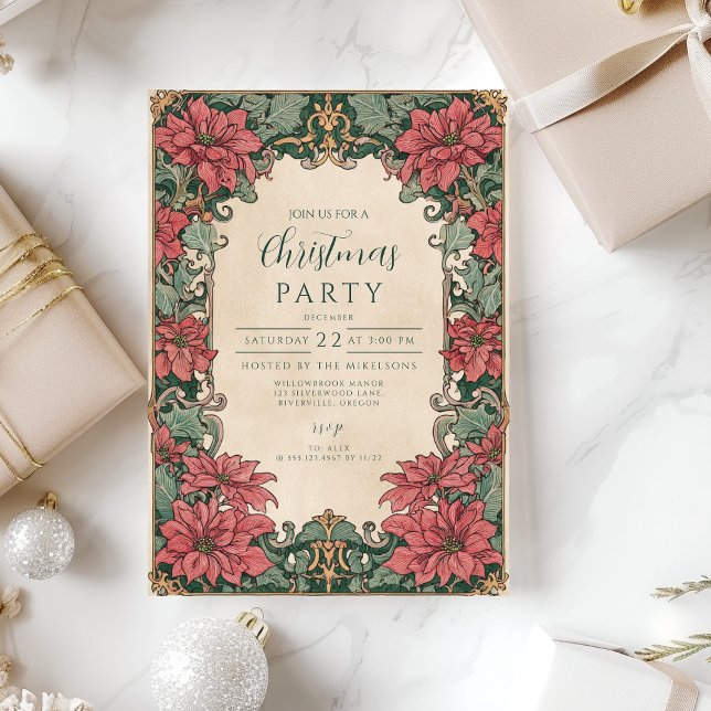 Invitation Noël élégant au poinsettia (Créateur téléchargé)