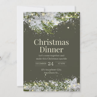 Invitation Noël élégant aux evergreen enneigés