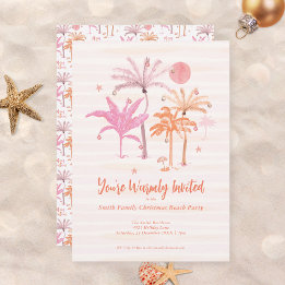 Invitation Noël Élégant aux Palmiers Tropicaux