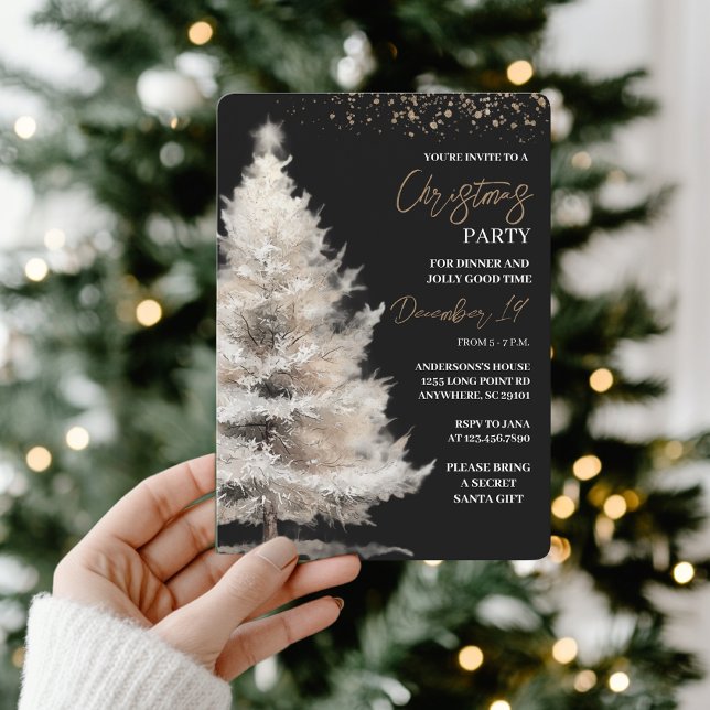 Invitation Noël élégant noir et or (Créateur téléchargé)