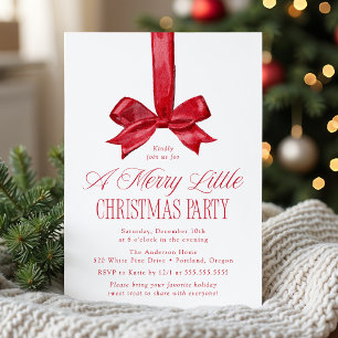 Invitation Noël élégant petit party au nœud rouge