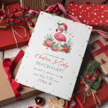 Invitation Noël en Flamant rose juillet<br><div class="desc">Envisagez une scène charmante où un délicieux flamant rose, orné d'un chapeau de Père Noël festif, pose gracieusement à côté d'un éventail d'étoiles de mer, de coquillages et de coraux. L'ensemble est baigné d'harmonieuses nuances de vert et de rose, ce qui en fait le motif parfait pour une fête de...</div>