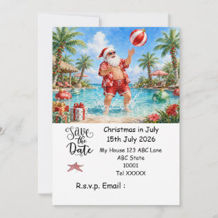 Invitation Noël en juillet avec PÈRE NOËL Sauvegarder la date