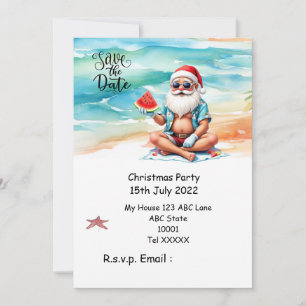 Invitation Noël en juillet avec PÈRE NOËL Sauvegarder la date