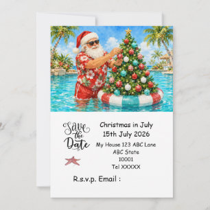 Invitation Noël en juillet avec PÈRE NOËL Sauvegarder la date
