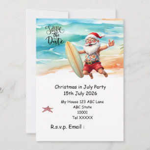 Invitation Noël en juillet avec PÈRE NOËL Sauvegarder la date