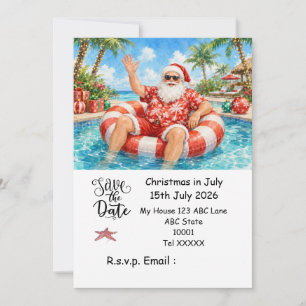 Invitation Noël en juillet avec PÈRE NOËL Sauvegarder la date