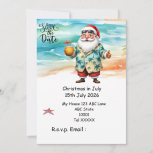 Invitation Noël en juillet avec PÈRE NOËL Sauvegardez la date