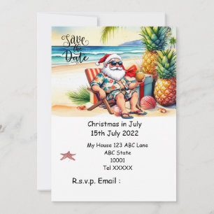 Invitation Noël en juillet avec PÈRE NOËL Sauvegardez la date