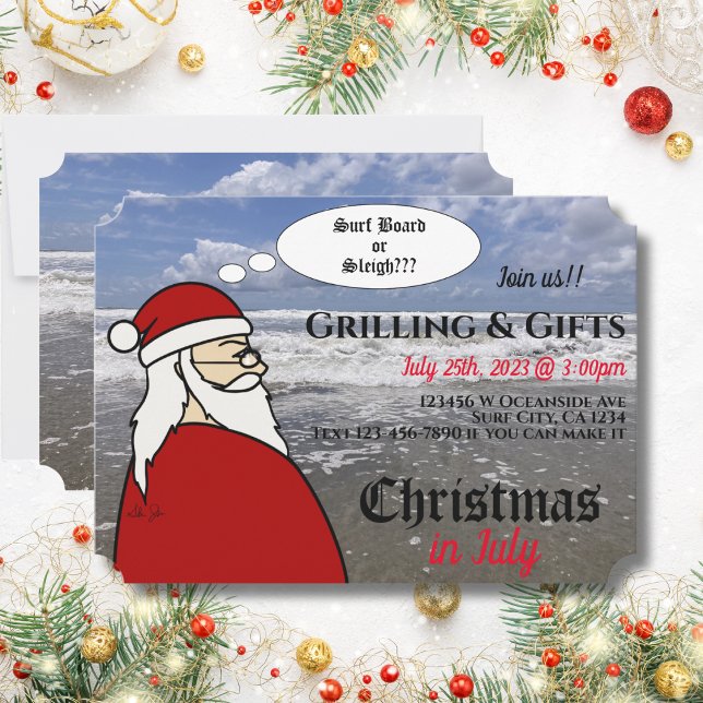 Invitation Noël en juillet fête à Père Noël (Créateur téléchargé)