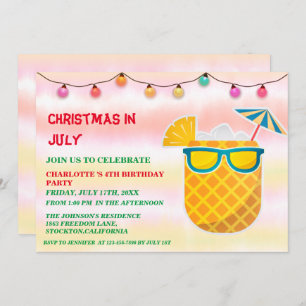 Invitation Noël En Juillet Fête D'Anniversaire